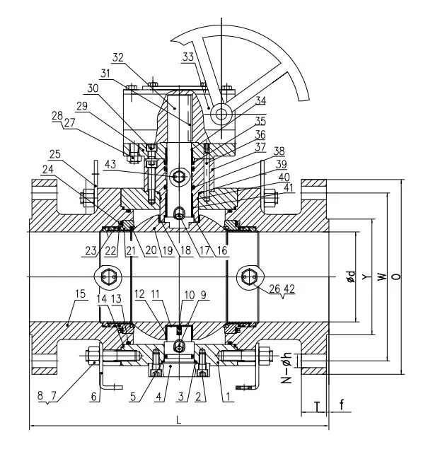 3 Piece Trunnion Ball Valve, API 6D, A105N, 16 IN, CL300, RF