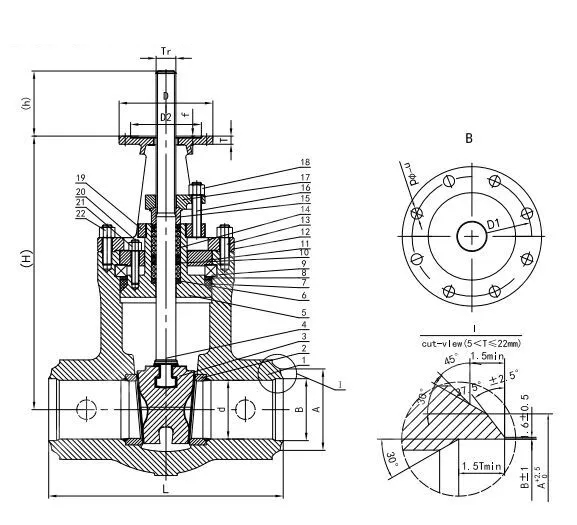 API 600 Gate Valve, ASTM A216 WCC, 2-1/2 Inch, 1500 LB, BW