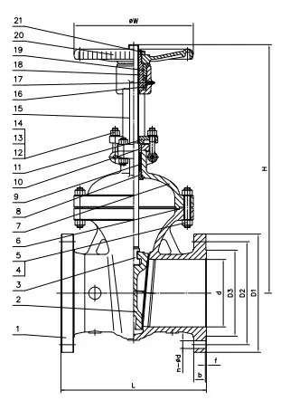 API 600 Rising Stem Gate Valves, A216 WCB, 2-1/2 Inch, CL150, RF
