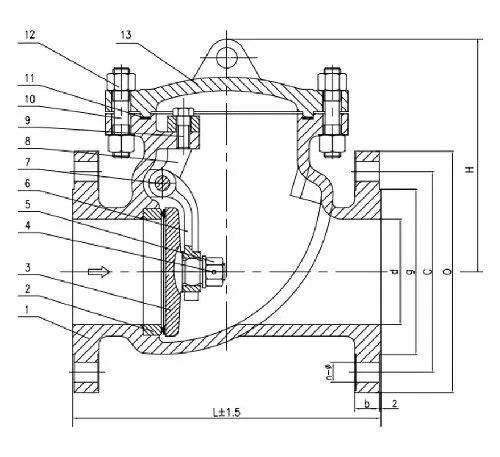 ASTM A216 WCB Swing Check Valves, API 6D, 4 IN, CL150 LB, RF