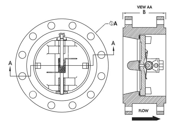 ASTM A217 WC6 Wafer Check Valve, API 594, 30 Inch, 300 LB