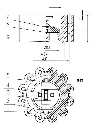 ASTM A351 CD4MCU Wafer Check Valve, API 594, 8 Inch, 150 LB