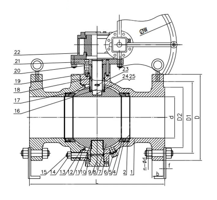 ASTM A351 CF8 Trunnion Ball Valve, API 6D, 6 IN, CL600, RF
