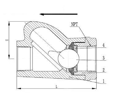 ASTM A351 CF8M Ball Check Valve, 2 Inch, FP, NPT