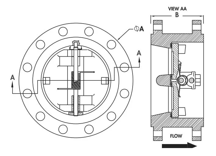 ASTM A352 LCC Wafer Check Valve, API 594, 10 Inch, CL300, RF