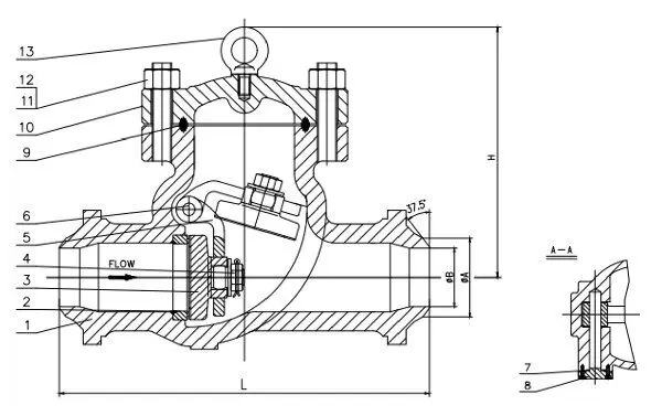 ASTM A494 CW6MC Swing Check Valves, API 6D, 3 IN, CL900, BW