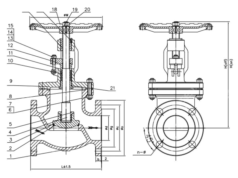 ASTM B148 C95800 Globe Valve, ASME B16.34, 1-1/2 Inch, CL150, RF