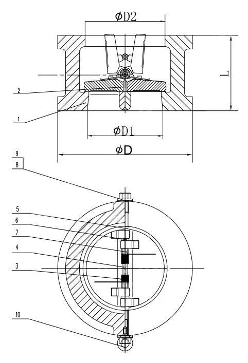 ASTM B148 C95800 Wafer Check Valve, API 594, 8 Inch, CL150