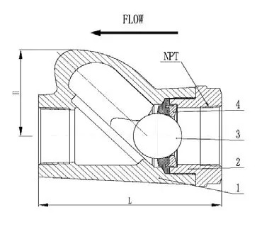 Carbon Steel Ball Check Valve, A216 WCB, 1 IN, 5000 PSI, NPT
