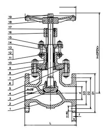 Cast Steel Globe Valve, BS 1873, ASTM A216 WCB, 4 IN, 150 LB