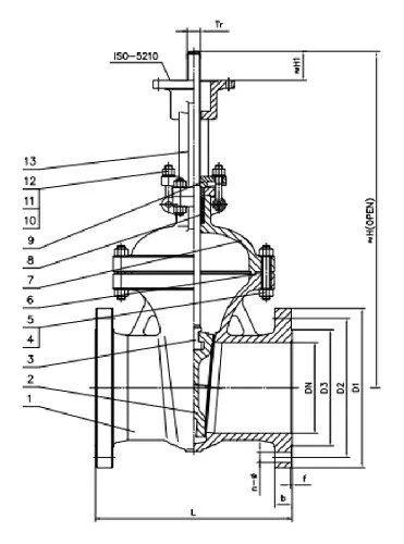 DIN 3352 Wedge Gate Valve, EN 1.0619, DN400, PN16, 16 IN, RF