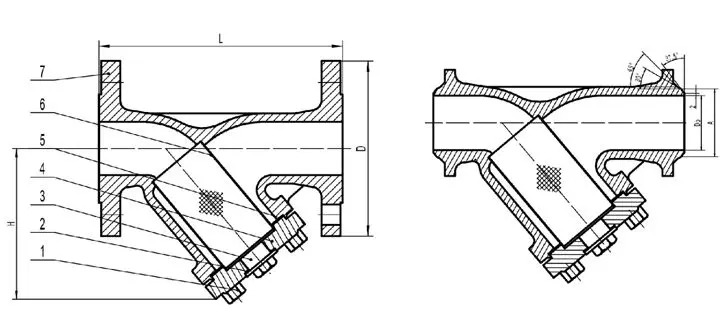 DIN 3352 Y Type Strainers, GS-C25, SS 304 Screen, DN50, PN25