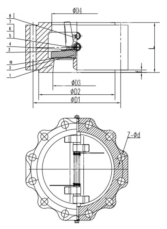 Double Door Check Valve, API 594, ASTM A216 WCB, Customized