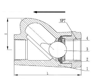 Ductile Iron Ball Check Valve, ASTM A395, 1 IN, 2000 PSI, FP