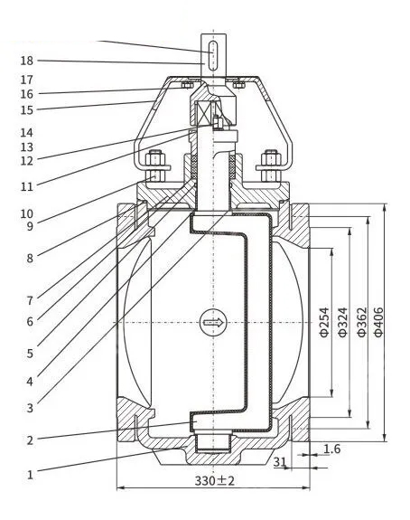 Elastic Seat Eccentric Plug Valve, API 6D, GGG40, DN800, PN10