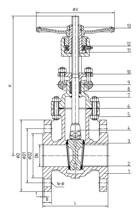 EN 1.0619 Gate Valve, DIN 3352 F4, DN80, PN16, 3 IN, BB, RF