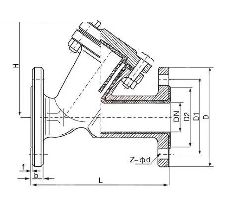 Fluorine Lined Y Strainer, A216 WCB, FEP Lining, DN150, PN16