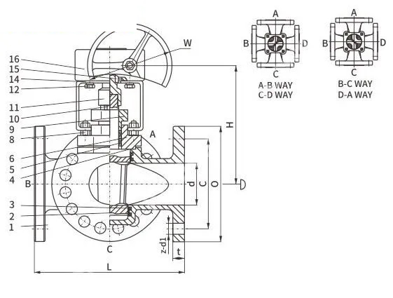 Four-way Plug Valve, API 6D, ASTM B148 C95800, 4 Inch, CL150