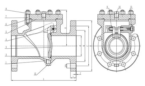NACE MR0175 Swing Check Valve, API 6D, A216 WCB, 12 Inch, CL150, RF