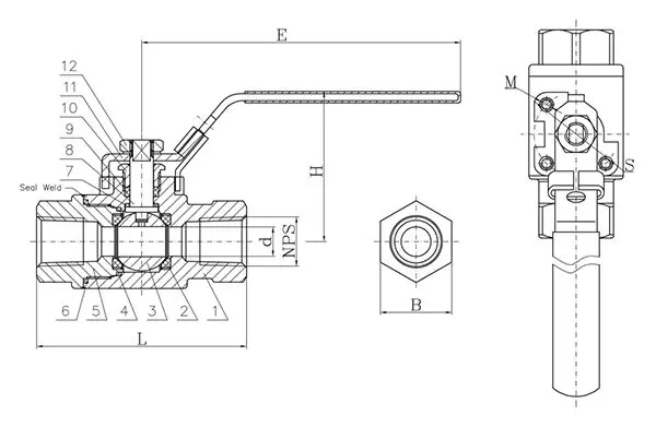 Stainless Steel Ball Valve, CF8M, 3/4 IN, 1000 PSI, 2 PC, FP