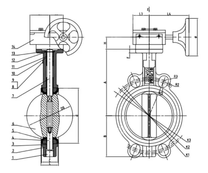 Wafer Concentric Butterfly Valve, API 609, GGG40, 4 IN, CL150