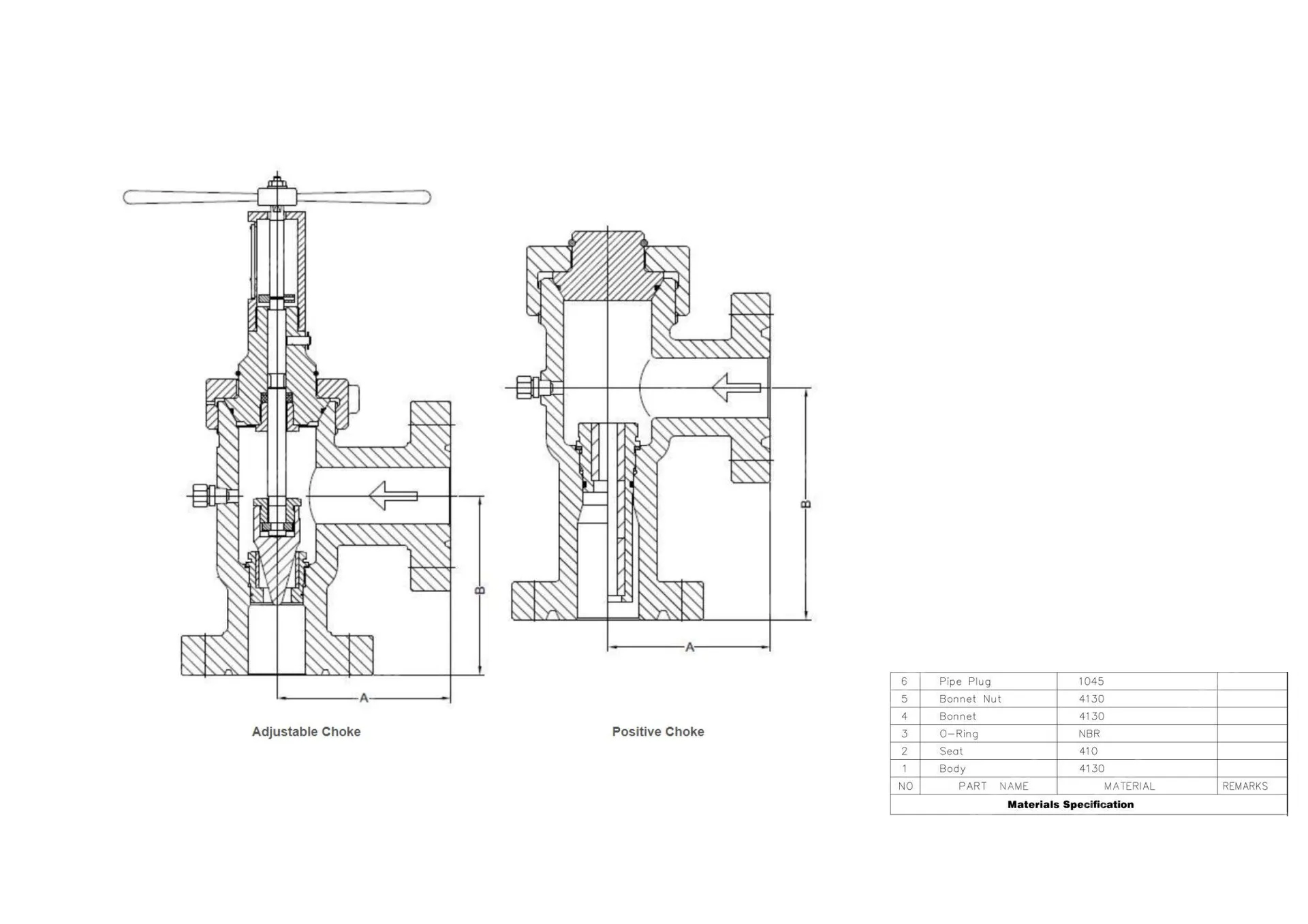 Adjustable Choke Valve, API 6A, AISI 4130, 10000 PSI, Flanged