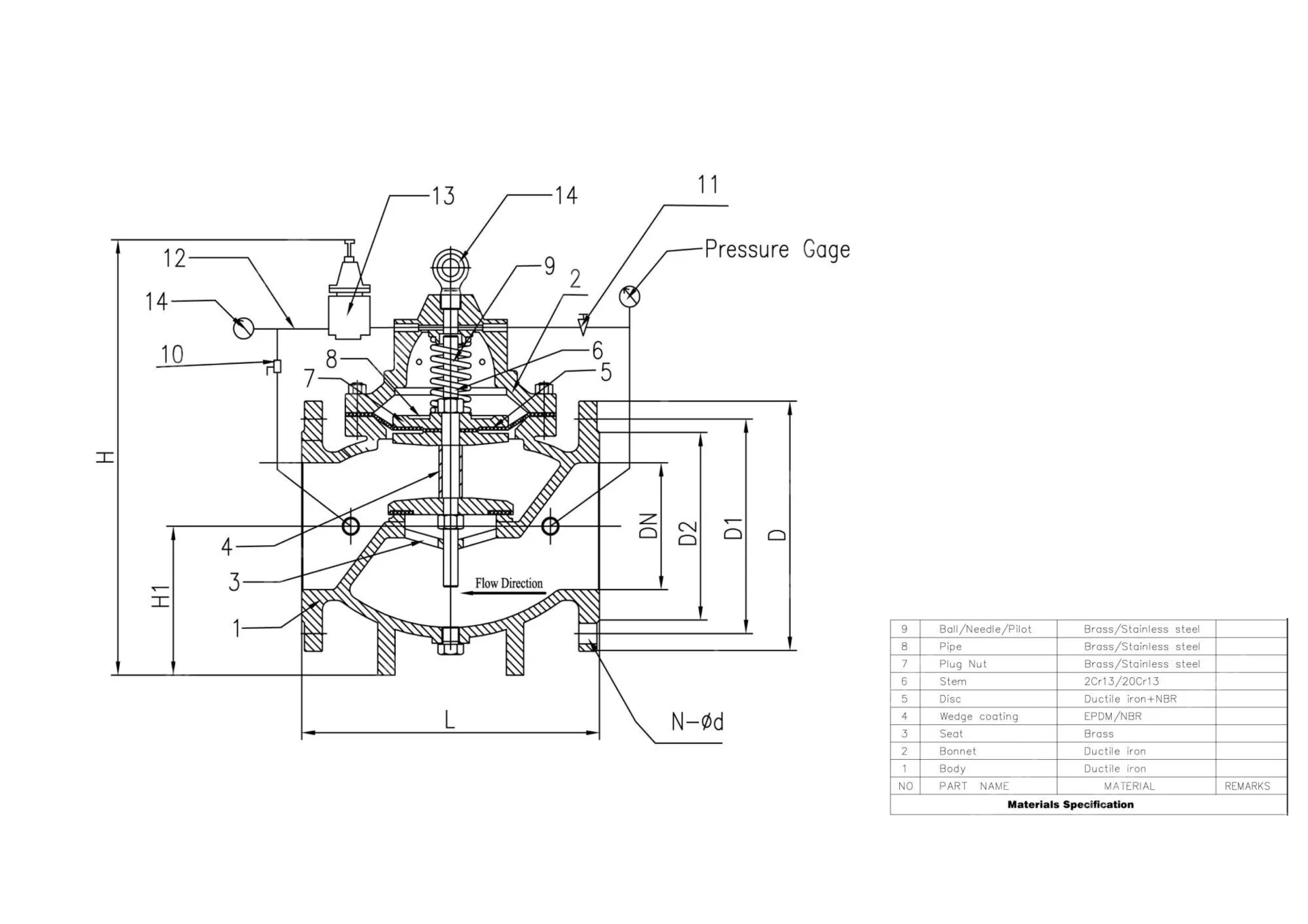 Adjustable Pressure Reducing Valve, A351 CF8, DN65, PN10, RF