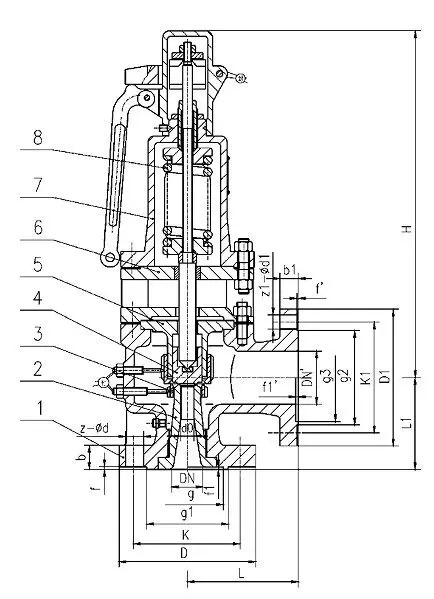 API 526 Spring Safety Valve, A216 WCB, DN150, PN100, Grooved