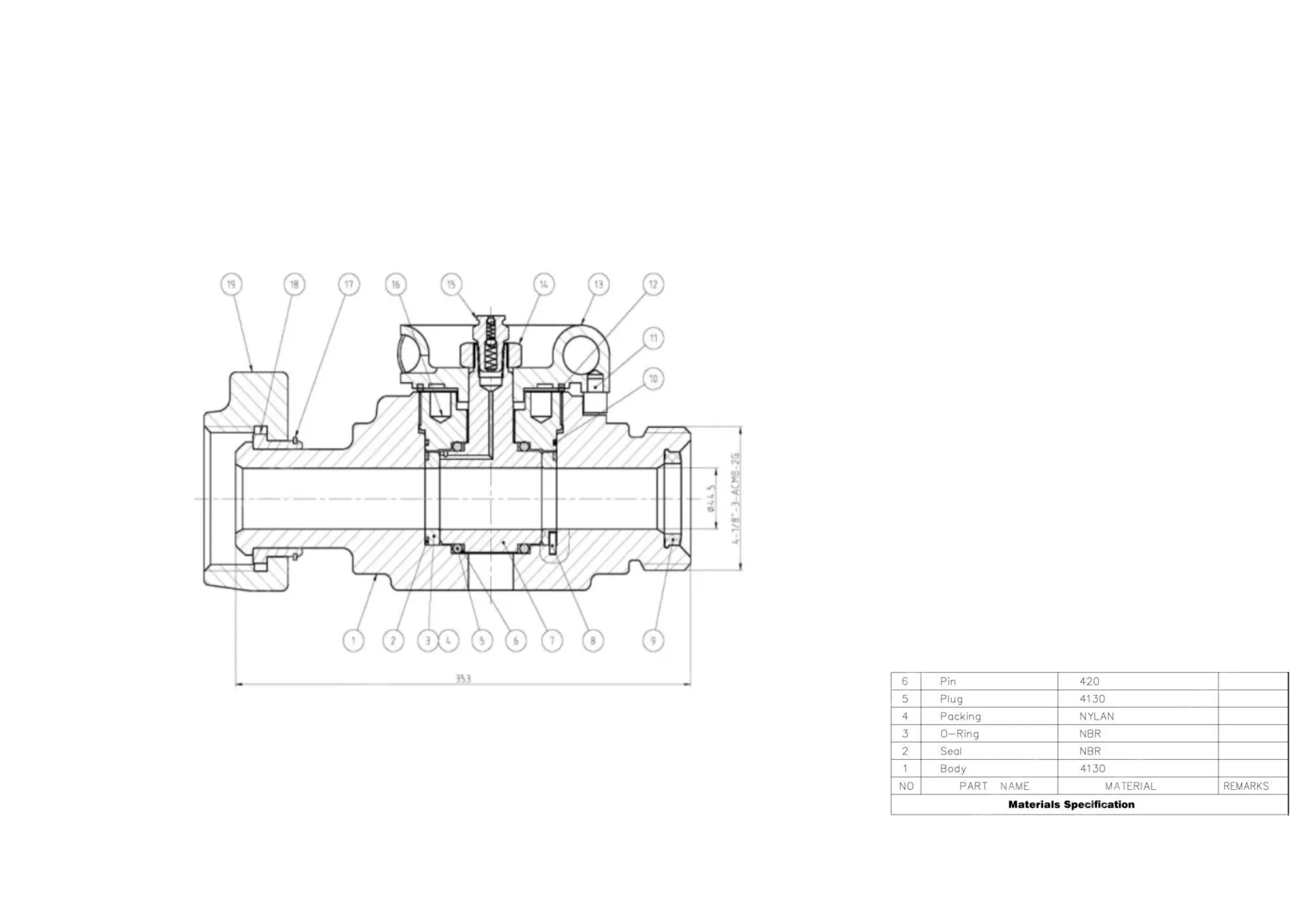 API 6A Plug Valve, AISI 4130, 2 Inch, 15000 PSI, M * F Ends