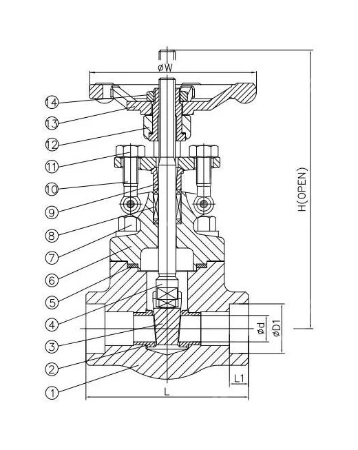 ASME B16.34 Gate Valve, API 602, A105N, 2 Inch, 1500 LB, SW