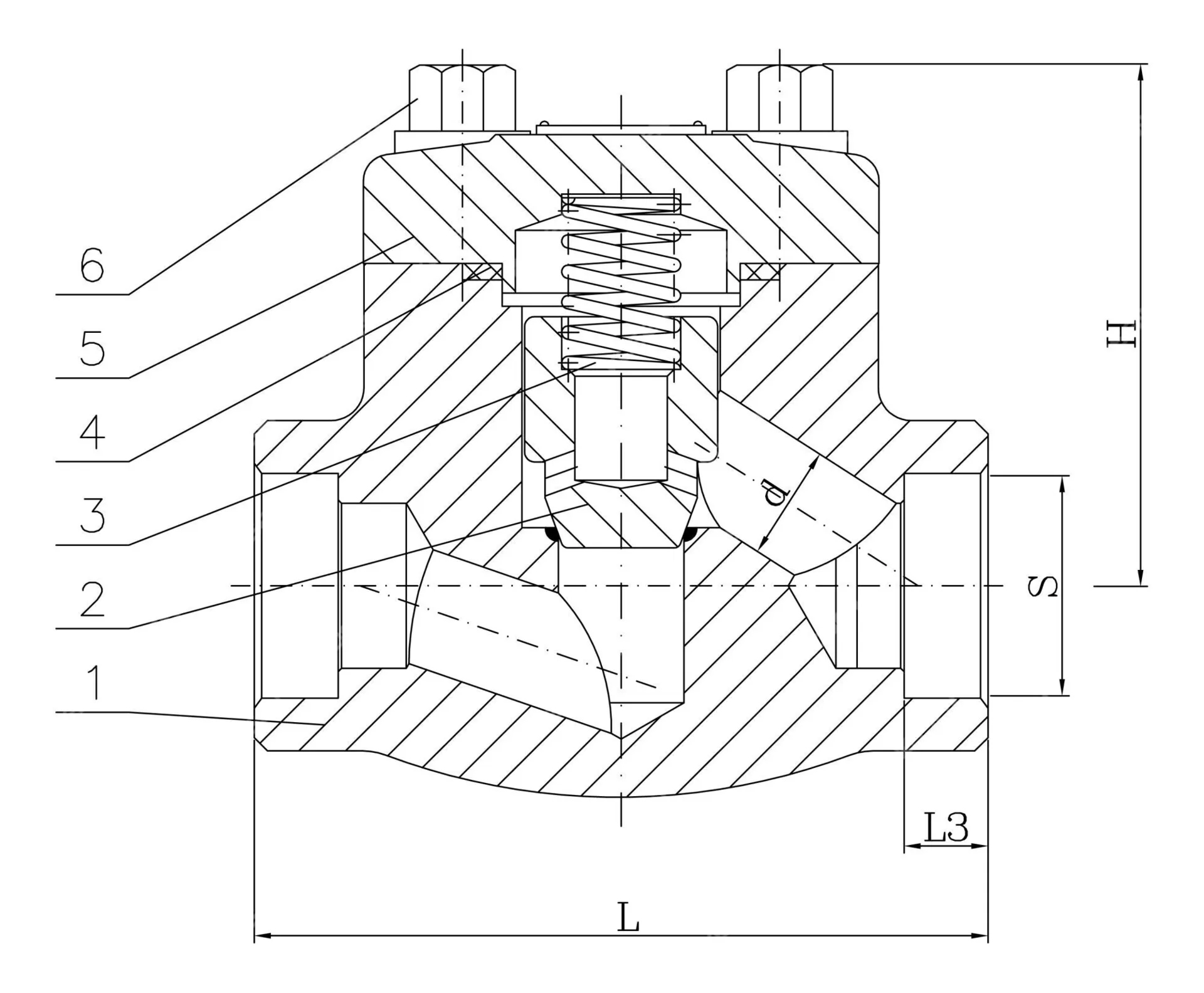 ASTM A182 F316 Piston Check Valve, API 602, 1/2 Inch, 800 LB