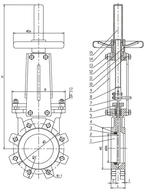 ASTM A216 WCB Knife Gate Valve, Carbon Steel, DN80, PN10, RS