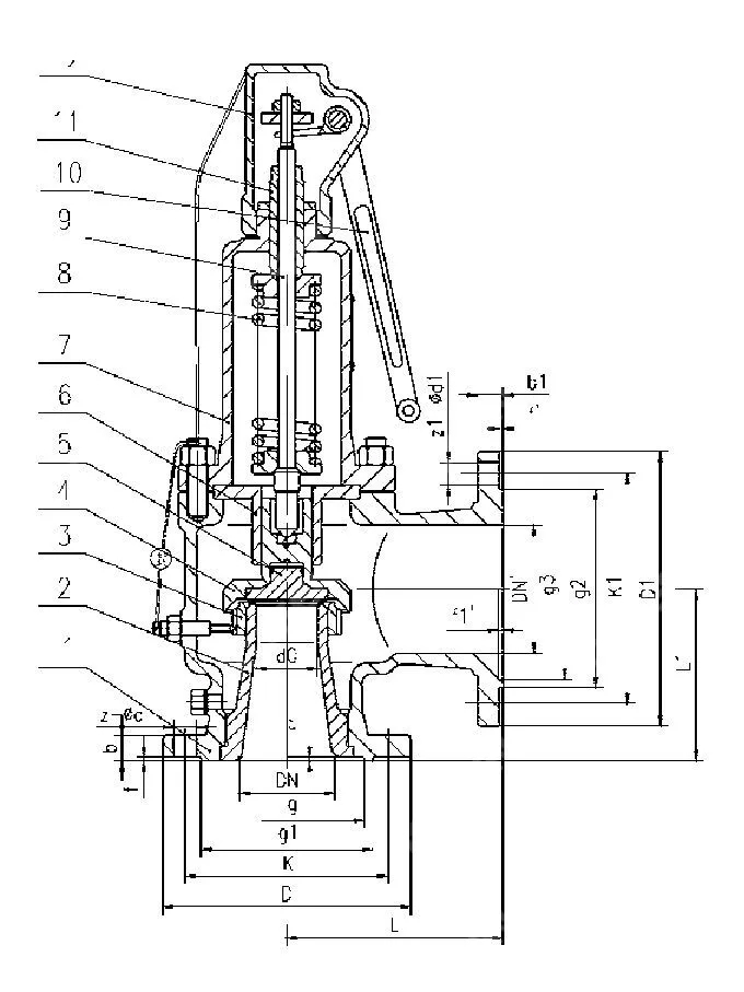 ASTM A216 WCB Safety Valve, API 526, DN50, PN64, Full Lift