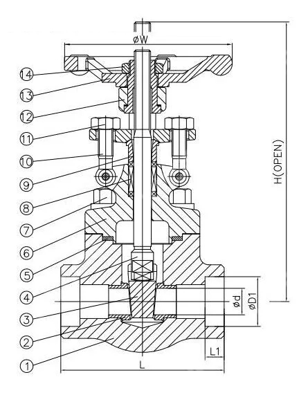 Bolted Bonnet Gate Valve, API 602, ASTM A105, 1 IN, 800 LB, SW End