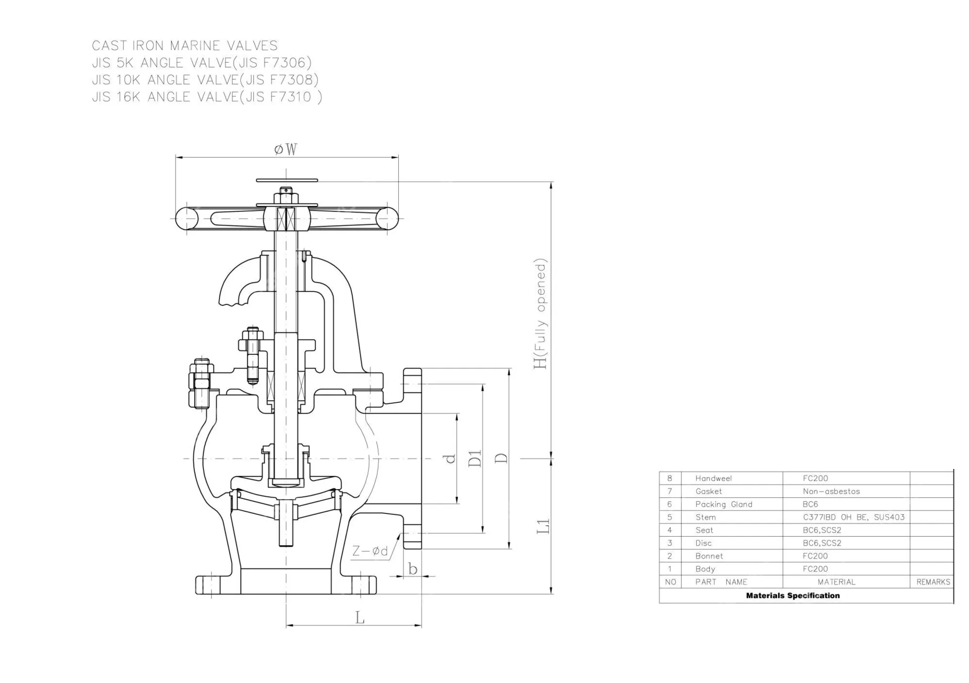 Cast Iron Angle Globe Valve, JIS F7306, FC200, 65A, 5K, 2 IN