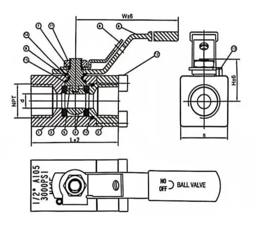 Compact Floating Ball Valve, ASME B16.34, ASTM A105, 3000 PSI