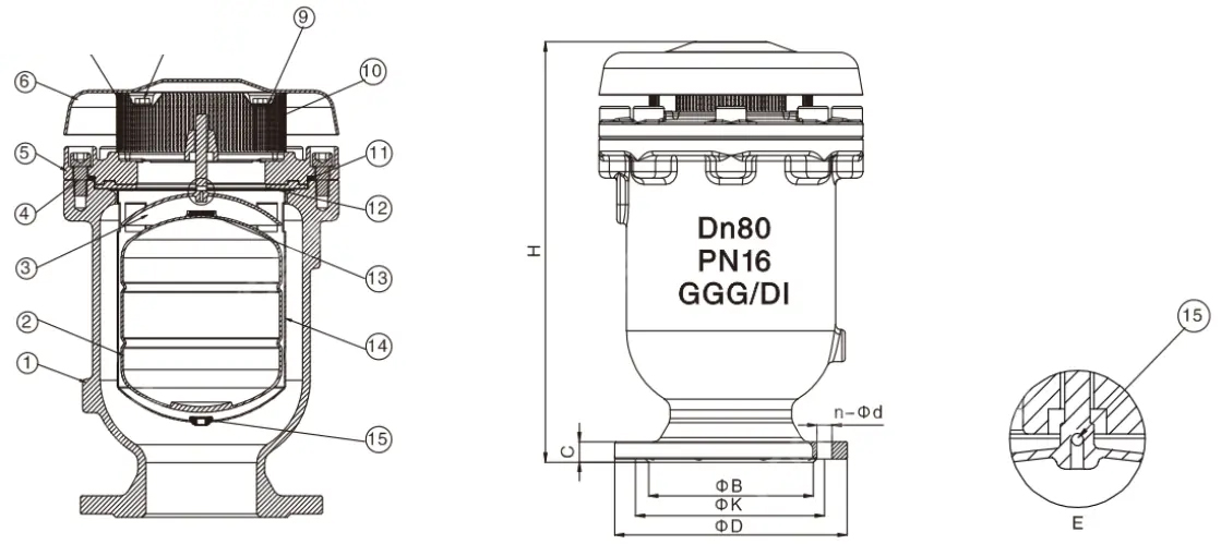 Composite Air Release Valve, ASTM A216 WCB, DN80, PN16, RF