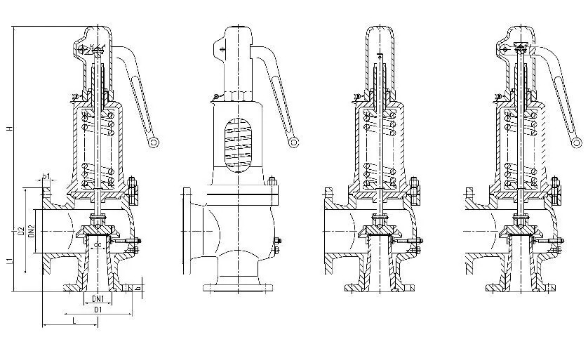 DIN Safety Relief Valve, ASTM A216 WCB, DN50, PN16, 2 IN, RF