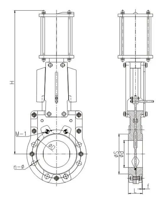 Ductile Iron GGG40 Knife Gate Valves, DN300, PN10, Pneumatic
