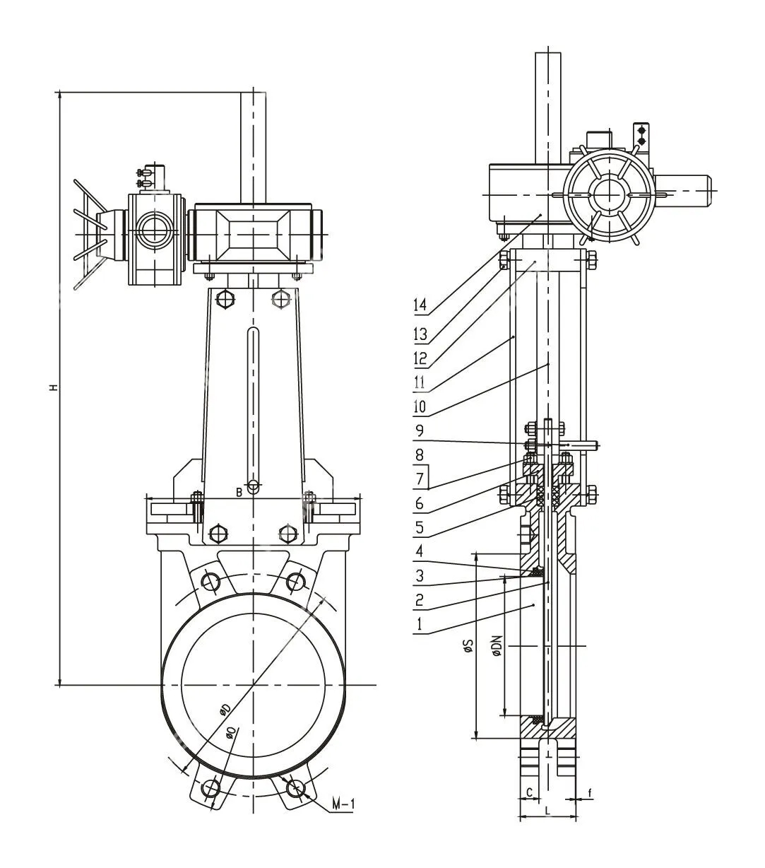 Electric Actuated Knife Gate Valves, GGG40, DN300, PN10, Lug
