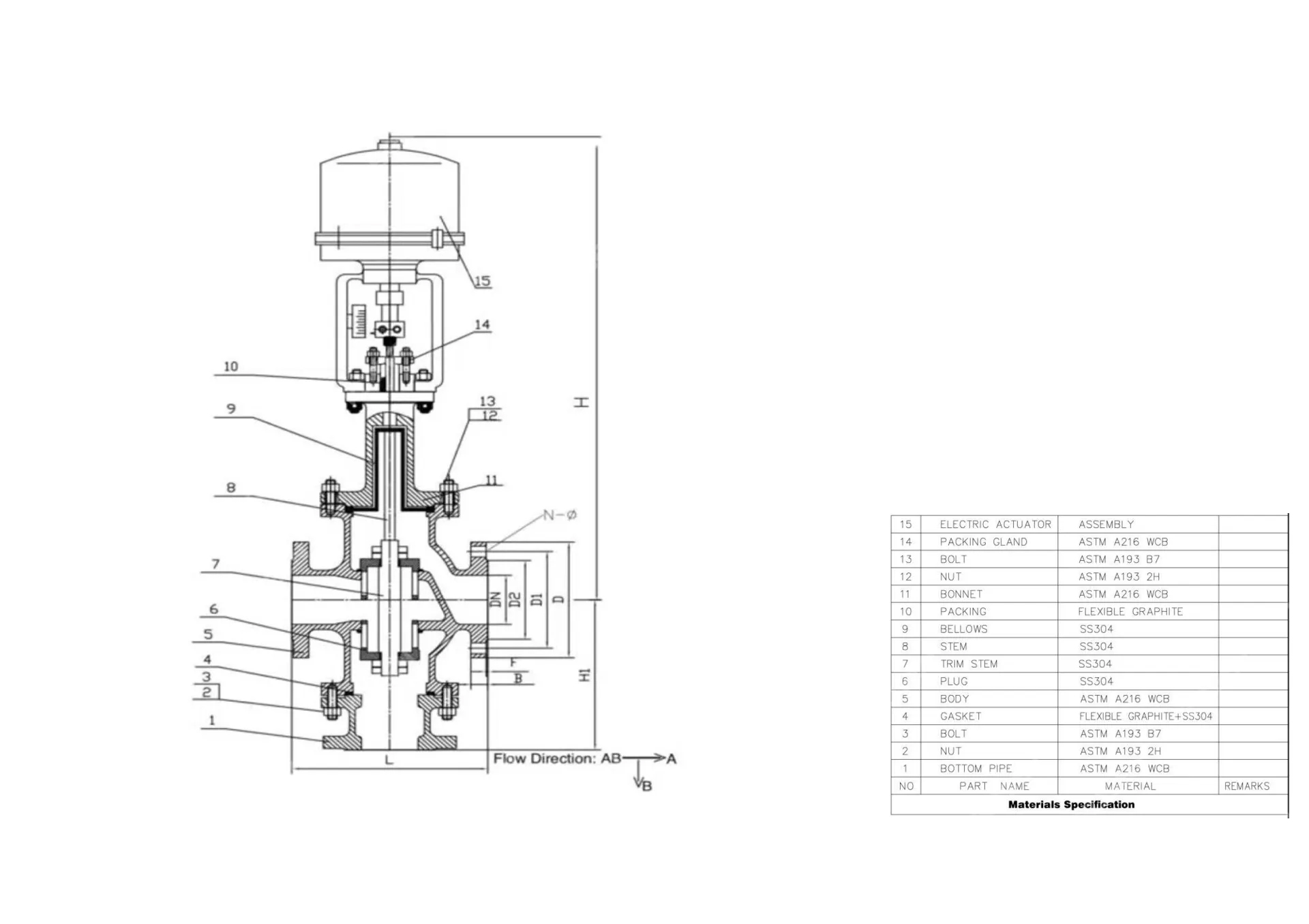 Electric Three Way Control Valve, ASTM A216 WCB, 2 IN, CL150