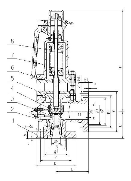 Full Lift Spring Safety Valve, API 526, ASTM A216 WCB, DN80, PN64