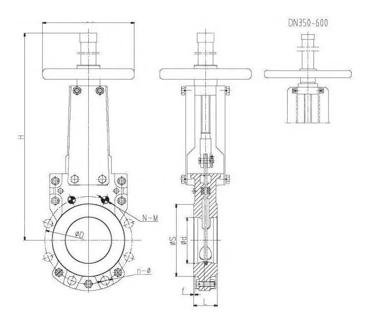 GGG40 Knife Gate Valve, DN50, PN10, Bidirectional, Wafer Ends