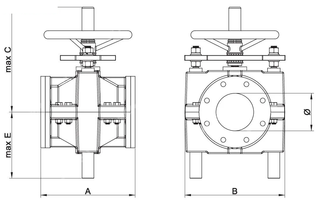 Heavy Duty Pinch Valve, Cast Iron, Carbon Steel, 1-40 Inch