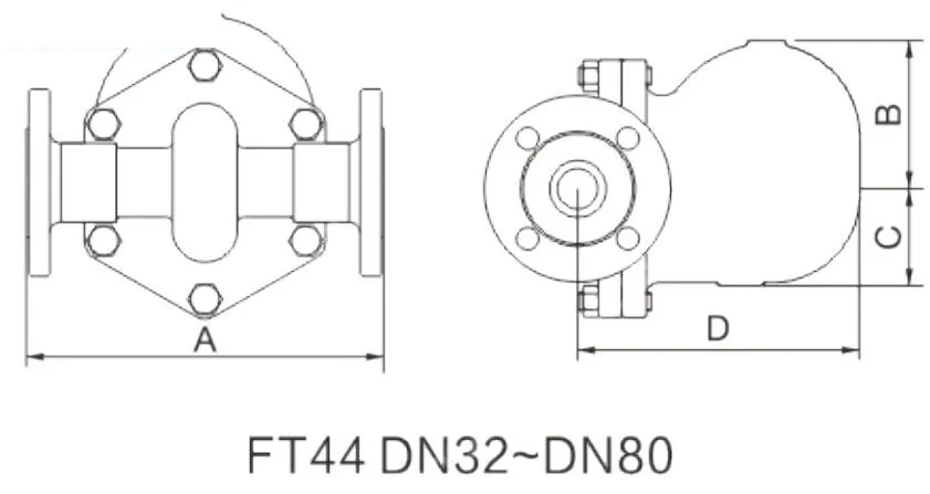 ISO 6552 Ball Float Steam Trap, WCB, DN50, PN16, Double Seat