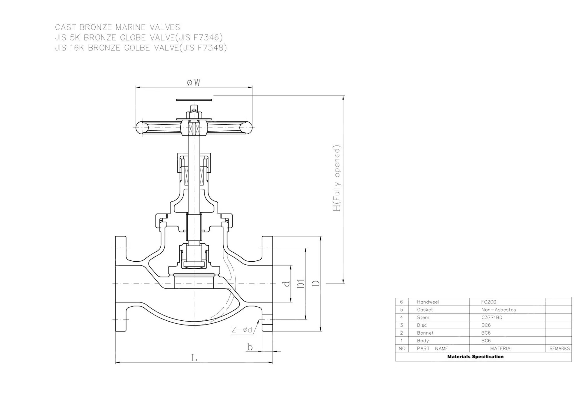 JIS 7346 Globe Valve, Cast Bronze BC6, 25A, 5K, 1 Inch, FF