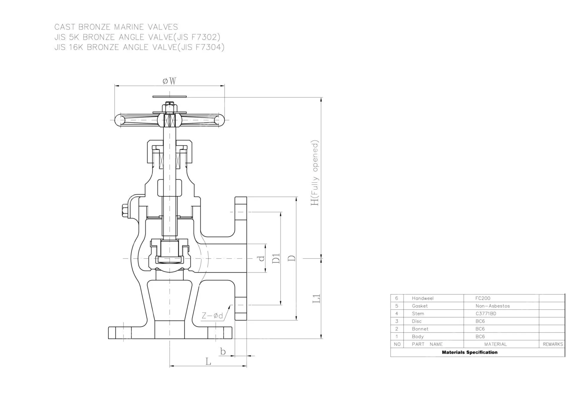 JIS F7302 Angle Globe Valve, Bronze BC6, 20A, 5K, 3/4 IN, FF