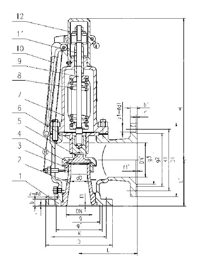 Lever Safety Valve, API 526, ASTM A216 WCB, DN50, PN16
