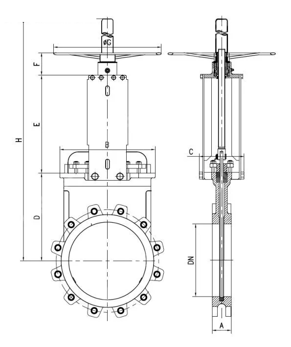 Lugged Knife Gate Valves, GGG40, 10 IN, CL150, Bidirectional