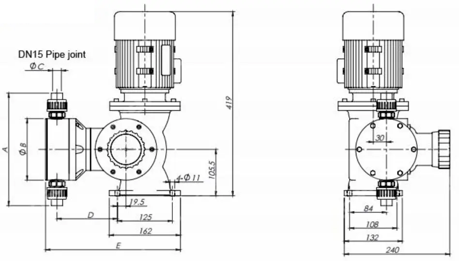 Mechanical Diaphragm Metering Pump, 50 Hz, 25-500 L/H, 1.5 m